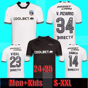 2024 2025 Colo 축구 유니폼 24 25 Palacios Home White Away Black V.Pizarro Vidal Football Shirts 남자 아이들