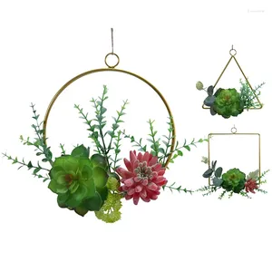 Decorative Flowers Artificial Succulent Plants Floral Hoop Wreath & Green Leaves Garland For Wedding Backdrop Nursery Wall Decor