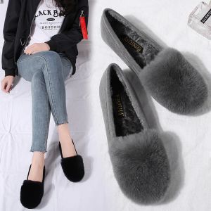 Stivali scarpe invernali invernali concise da donna di grandi dimensioni 42/43 peluche per capelli peluche piatti da coniglio moca