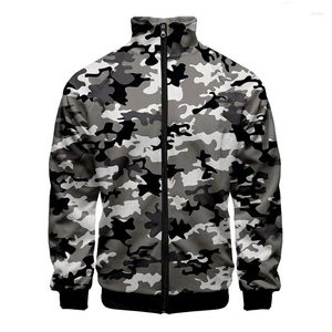 Herrenjacken 3D Printed Camouflage Reißverschlussjacke modische trendige Kleidung lässig übergroß