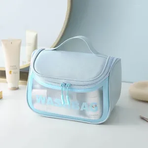 Lagringspåsar bärbar makeup stor kapacitet transparenta resor toalettartiklar påse vattentätt multifunktion kosmetika handväska
