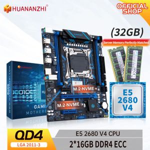 Huananzhi X99 QD4 LGA 2011-3 XEON X99 인텔 E5 2680 V4와 2*16G DDR4 RECC 메모리 콤보 키트 세트 NVME SATA 240307