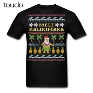 T-shirt Mele Kalikimaka Hawaiian Santa Ugly Christmas Tshirt da uomo unisex