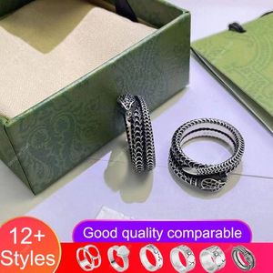 Bant Halkaları Tasarımcı 925 Silver Snake Love Ring Beyaz Bakır Erkek Kadın Moda Sevenler Yüzükler Üst düzey kaliteli çiftler W2610