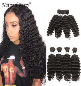 Brazilian Water Deep Wave Bulk Hair Weaving For Braiding 100 No Weft Human Hair Extensions 3 bundles 150g 1B 2022inch3835674