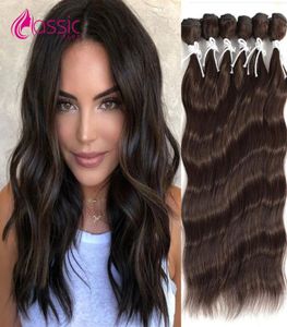 Peças de cabelo CLASSIC PLUS Weave Loose Wave Bundles Synthetic Nature Extensions 20 polegadas Ombre Blonde Fibra de alta temperatura 2210318641166