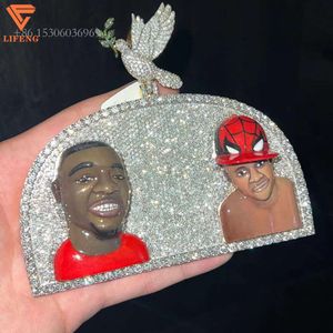 Fin Iced Out Jewelry Hip Hop Pendants VVS Moissanite Diamond Sier Photo Picture Custom Friendship Memory Pendant For Men