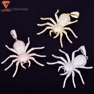 Högkvalitativ anpassad färgdesign S Fashion Jewelry Hip Hop Men's Spider Micro Pave Moissanite Animals Pendant