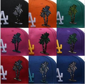 2024 25 Färger Mäns baseball Snapback Hattar Hip Hop Black Blue Pink Purple La Palm Tree Sport Free Size Justerbar Caps Chapeau Stitched 1958-2008 50th Patch Nov7-02