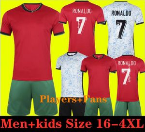 S-4XL Fans Player Player Soccer Jerseys Ronaldo 2024 Home Away 24 25 Cr7 Men Football Shiirt Kids Portugal Bruno Fernandes Joao Felix Ruben Rafa Leao 11