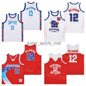 High School Basketball Spartanburg Dia 12 Zion Williamson Jersey Moive ALTERNATE Team Laranja Branco Cor HipHop Bordado e Costura para Fãs de Esporte Respirável