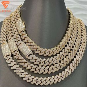 Anpassad Pass Diamond Tester Hip Hop Iced Out Golden 18mm VVS Moissanite Cuban Link Chain Halsband