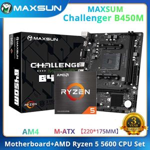 Комплект материнской платы MAXSUN AMD B450M с процессором Ryzen 5 5600, 3,5 ГГц, 6 ядер, 12 потоков, двухканальный DDR4 AM4 M.2 NVME, компьютерные компоненты