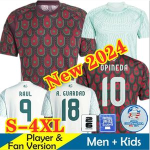 2024 Meksika Copa America Futbol Formaları E.alvarez Raul Chicharito Lozano Dos Santos 24 25 Ev Away Kalecisi Erkek Çocuk Kitleri Set Futbol Gömlek Üniformaları S-4XL