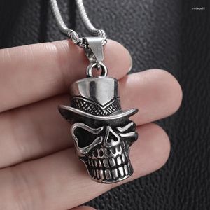 Pendant Necklaces Hip Hop Hat Skull Men Women Stainless Steel Pirate Rock Necklace Personality Wear Matching Jewelry Gift