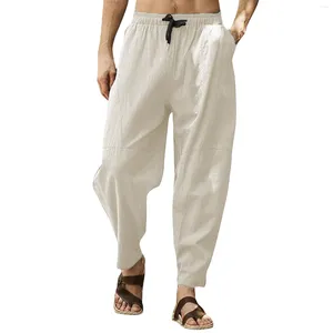 Herrbyxor vår sommar harem fast färg bomull lös man byxor män y2k kläder mode gym pantalones baggy sweatpants