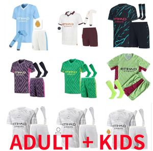 Men Adult Kids Kit Man City Haaland piłka nożna J.Aarez 23 24 de Bruyne Mans Cities Grealish Bernardo Ederson Mahrez Foden 2023 2024 Football Shirt