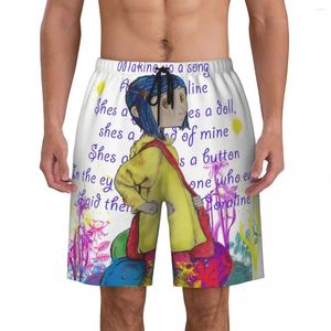 Shorts masculinos personalizados Halloween Horror Film Coraline Swim Trunks Homens Quick Dry Board Ternos de banho Boardshorts