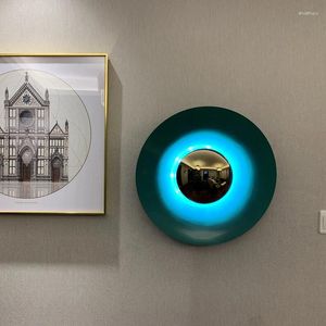 Lampa ścienna kolorowa dioda LED do halowej jadalnia nocna mieszkanie kreatywne okrągłe kinkiet halowy oświetlenie dekoracji