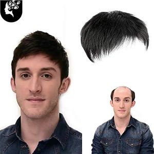 Cabelo preto natural de tropper sintético curto para jovens toupeiras de cabelo toupee masculino cara diariamente use sua beleza 240314