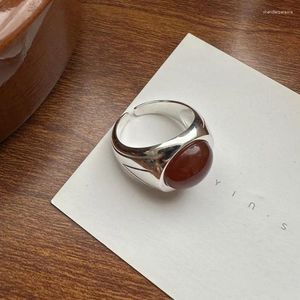Cluster Rings S925 Sterling Silver Japanese Niche Design Red Agate Ring INS Wholesale Wedding Jewelry For Women