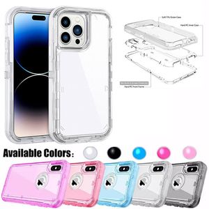 Armadura à prova de choque para iPhone 15 14 13 12 11 Pro Max XR XS X 6 7 8 Plus Transparente Proteção Pesada Hard PC TPU Phone Case