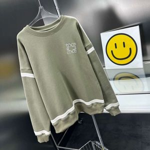 Designer Luxury Loes Classic Fashion Men and Women Spring and Autumn Lazy Sweater Ribbon Splice Casual Loose Couple Long Sleeved American Top