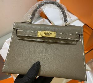 El çantası çantası 19.5cm mini tasarımcı marka omuz çantası chevre deri el yapımı gri kahverengi renkler toptan fiyat hızlı teslimat