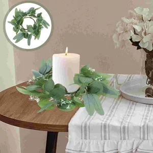 Dekorativa blommor Simulerade Garlandsring Eukalyptus bordkrans mittstycken för bröllopsringar