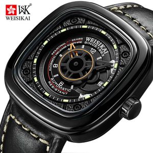 스위스 weisikai/웨스키 스퀘어 독특한 방수 기계식 탐색기 시리즈 남자 시계
