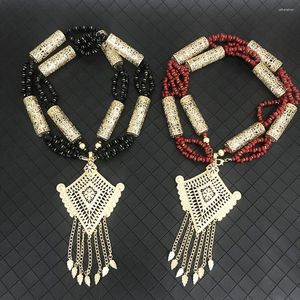 Hänge halsband vintage brudhalsband smycken akrylpärlor hand pärlspärlor bröllop kaftan länge för kvinnor