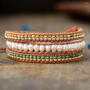 Strand Gorgeous Leather Wrap Bracelets W/ Freshwater Pearl Statement Bracelet Women Teengirls Elegant Jewelry Gift Bijoux Drop