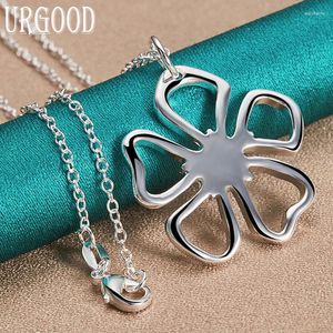 Pendants 925 Sterling Silver Flower Pendant Necklace 16-30 Inch Chain For Women Party Engagement Wedding Fashion Jewelry