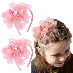 Hair Accessories Ncmama Chiffon Flowers Hairbands With Pearls For Women Girls Cute Solid Mesh Bow Headband Hoop Headwear