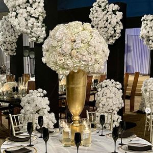 Peças centrais decoração de casamento 60cm de altura vasos trompete branco para peças centrais de casamento vaso de flores de casamento