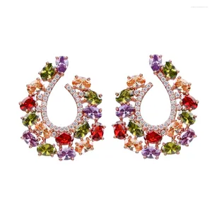 Stud Earrings Bettyue Brand Fashion Luxury Multicolor Cubic Zircon Three Colors Geometric Jewelry For Woman Charm Wedding Gift