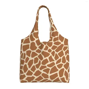 Shopping Bags Giraffe Skin Reusable Grocery Foldable Totes Washable For Men Women Market Lunch Travel