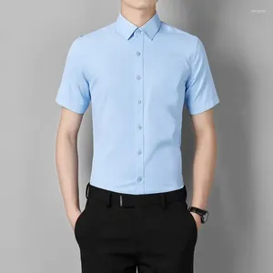 Camisas de vestido masculinas roupas camisa blusa formal vermelho masculino top simples manga curta verão moda 2024 estilo coreano marca botão xxl