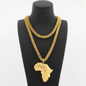 Pendant Necklaces Map Of Africa With 100cm Chain Women Men Big Size Gold Plated Neckalce Dubai African Fashion Jewelry Accessory