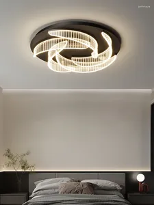 シャンデリアモダンLEDアクリルシーリングライト2024リビングルームベッドルームのための黒い豪華な丸い勉強キッチンの子供の装飾