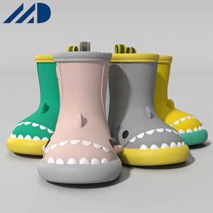 HBP Non-Brand Custom Womens Summer Anti Slip Soft Sole Lightweight New Waterproof Rubber Shoes Adult Cartoon Shark Rain Boots