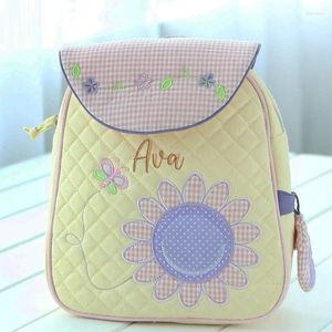 Mochila personalizada criança clássica jardim de infância menina alça ajustável acessórios de viagem ao ar livre bebê girassol