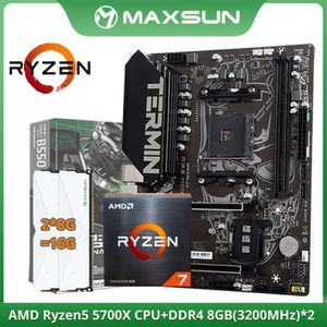 MAXSUN AMD B550M with Ryzen 7 5700X CPU Memory DDR4 16GB (8GB*2) 3200MHz Motherboard Kit Desktop Computer Gaming Mainboard Set