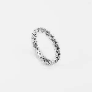 Klusterringar ckk band av asymmetriska stjärnor ring för kvinnor män anillos mujer 925 original sterling silver smycken bröllop aneis hombre diy