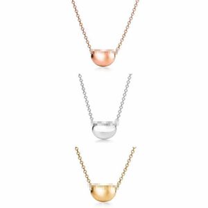 Designer Light Luxury tiffay and co 925 Pure Silver Gold Plated Bean Necklace Fashionable Minimalist Design Feeling Tippy Family Collar Chain