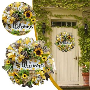 Flores decorativas porta padrão pendurado parede girassol simulação decoração outono grinaldas para casa 3d forma de grinalda inverno