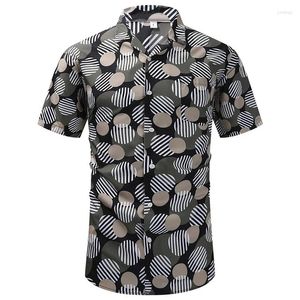 Mäns casual skjortor abstrakt cirkulär reflektionsskjorta 3d tryckt hawaiian modekläder roliga y2k toppar lapel blus