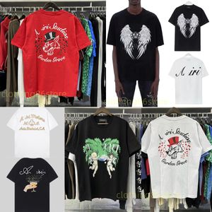 Erkek t gömlek moda amires gömlek yaz bayan tasarımcıları tshirts gevşek tees markaları üstleri erkekler için gündelik pamuk gömlek giysiler şort kol kıyafetleri