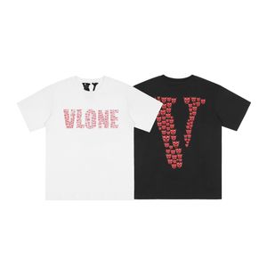 Vlone Tshirt Büyük V T-Shirt Erkekler / Kadın Çiftleri Günlük Moda Trendi High Street Gevşek Hip-Hop100% Pamuklu Baskılı Yuvarlak Boyun Gömlek ABD Boyutu S-XL 6146