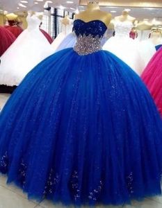 Royal Blue Quinceaneraドレス2024恋人ビーズアップリケスウィート16ドレスボールガウンレースアップVestidos de 15